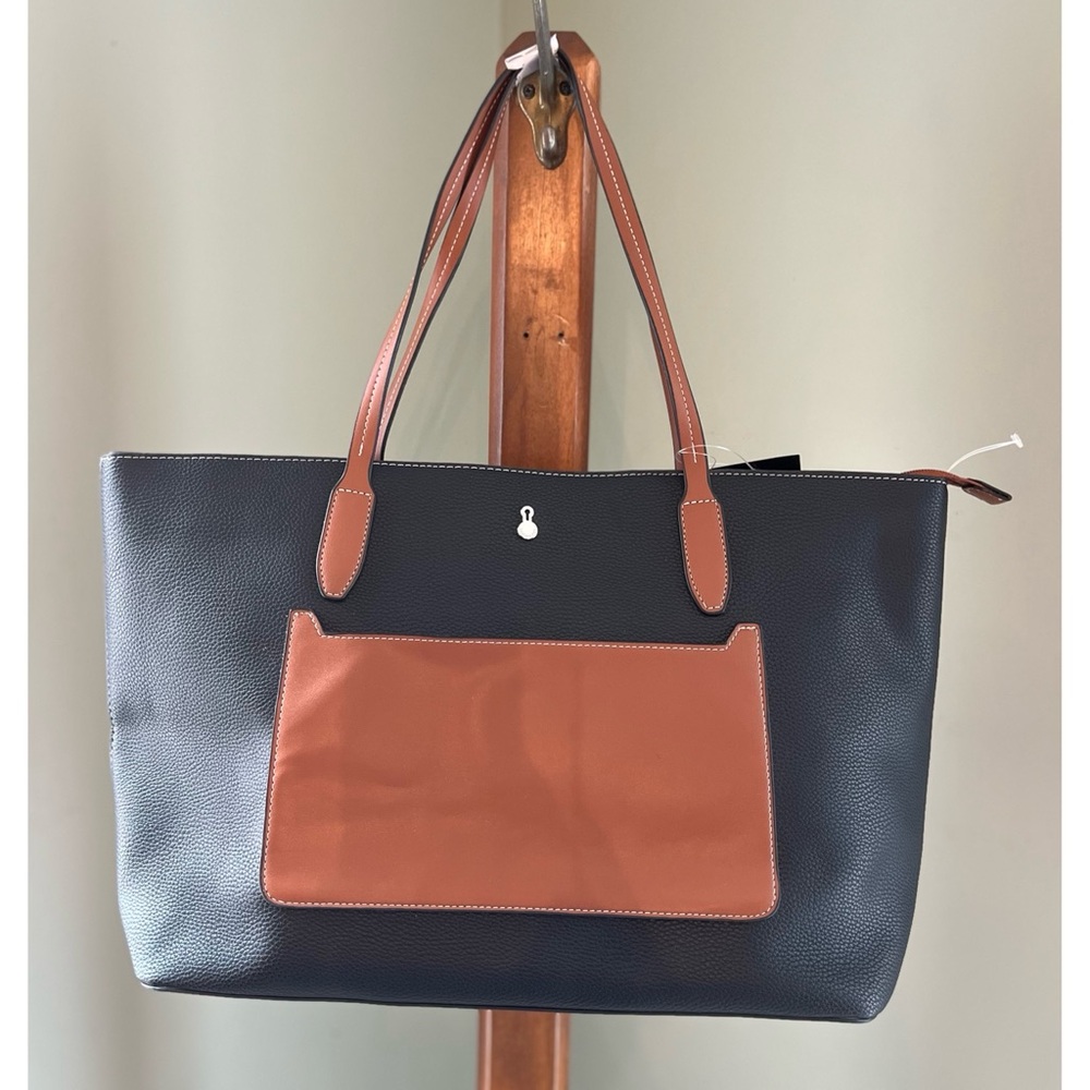 London Fog Black and Tan Tote Bag - Picture 2 of 6